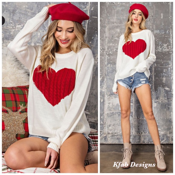 ❤️LAST! Cable Knit Heart Contrast Soft Sweater! - Picture 2 of 13